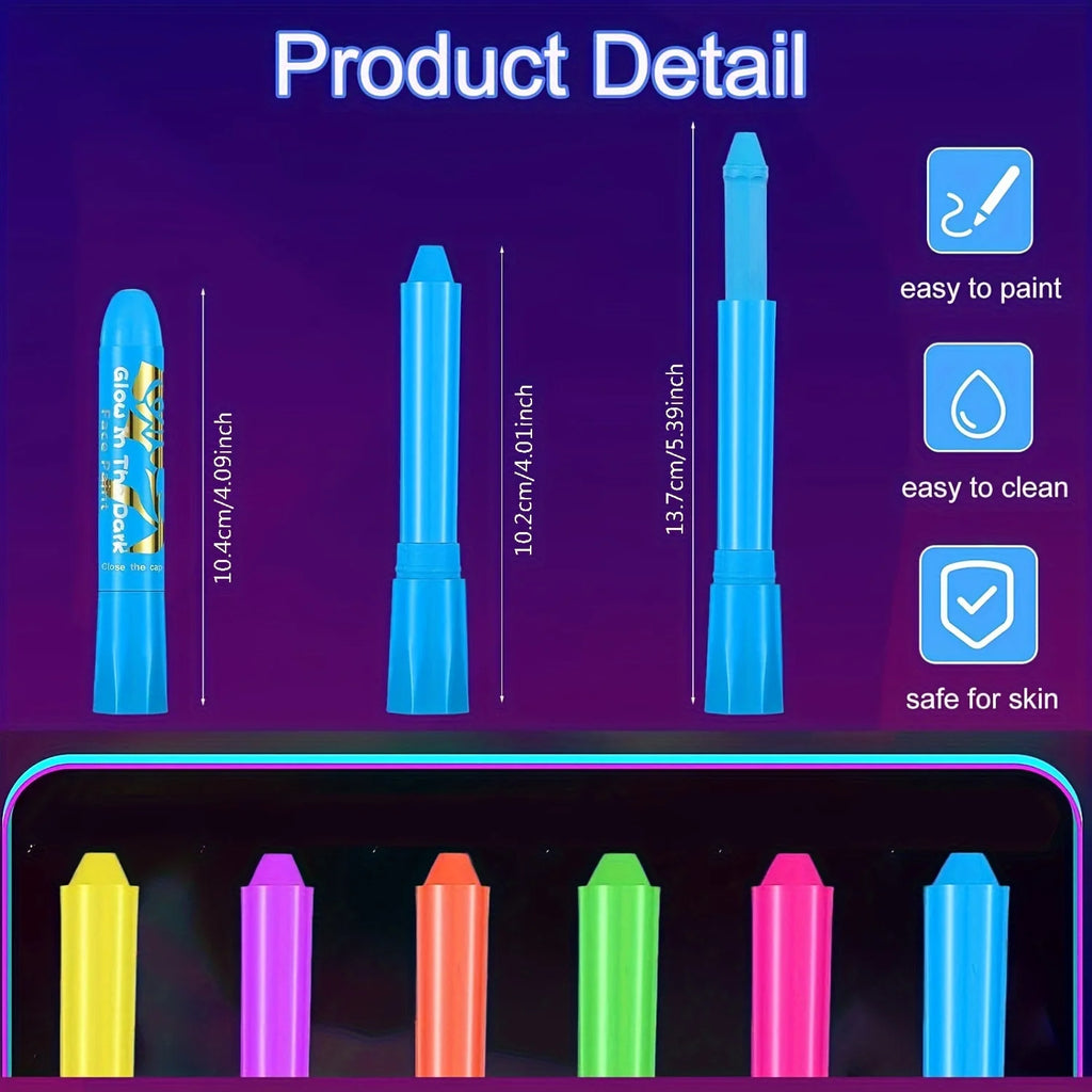 UV Neon Glow-in-the-Dark Face and Body Paint Kit