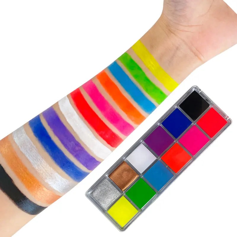 12-Color Professional UV Glow Face and Body Paint Set