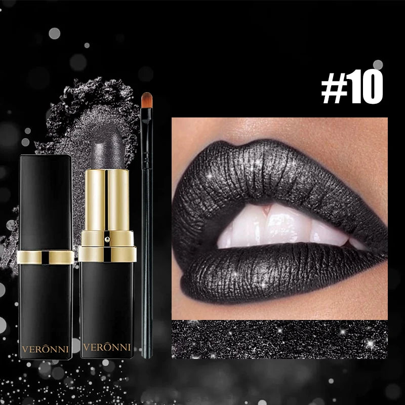 Metallic Pearl Finish Long-Lasting Lipstick - 15