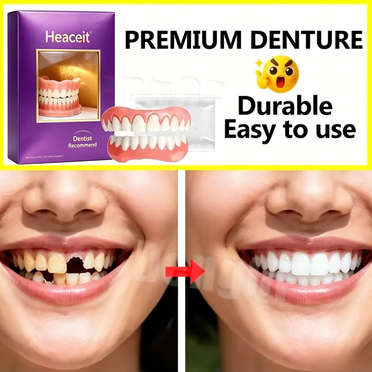 Adjustable Silicone Cosmetic Dentures for Instant Smile