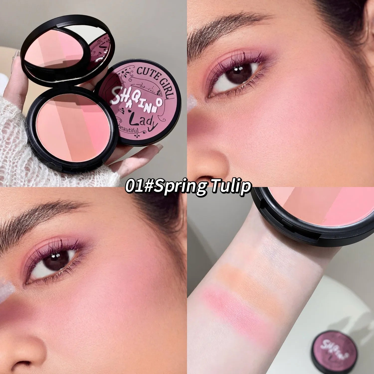 Triple-Tone Gradient Matte Highlighter and Blush Palette - 21