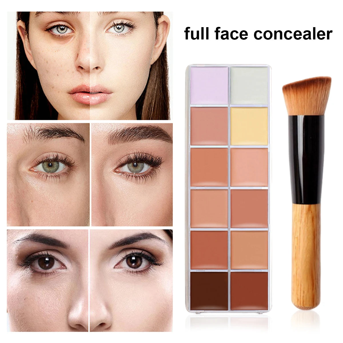 12-Color Full Coverage Concealer Palette for Flawless Skin