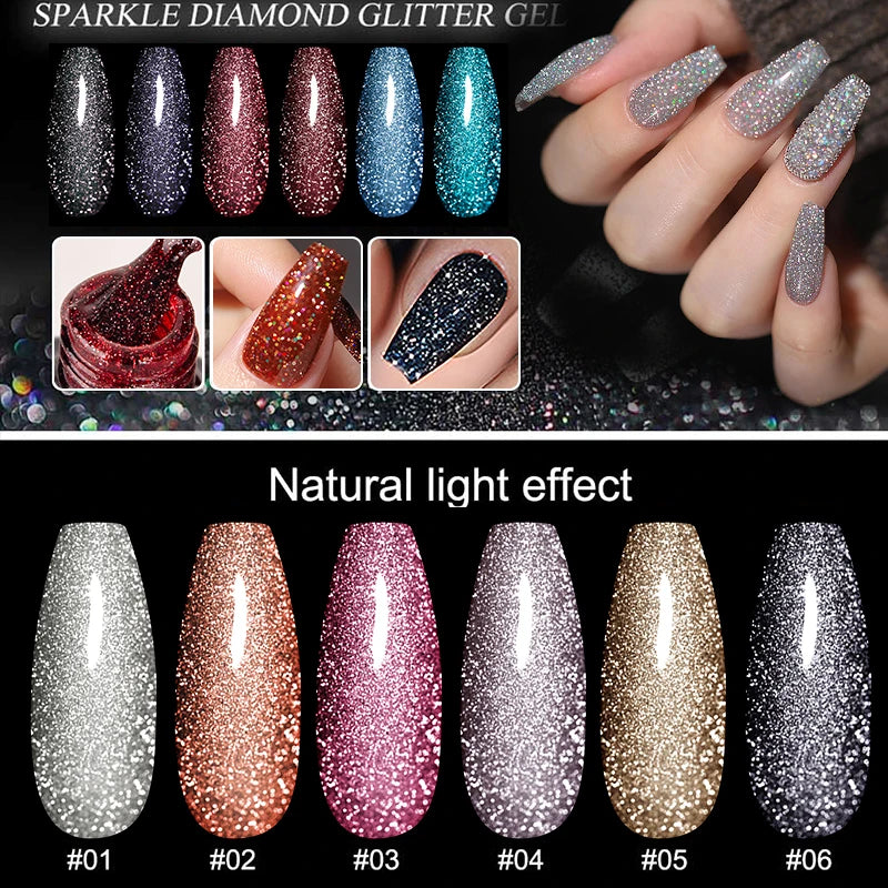 Reflective Glitter UV Gel Nail Polish for Manicure