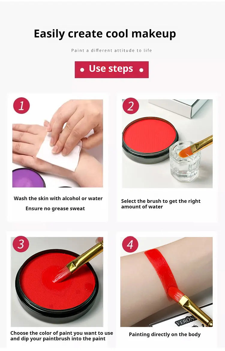 Professional Monochrome Water-Activated Face & Body Paint - 13