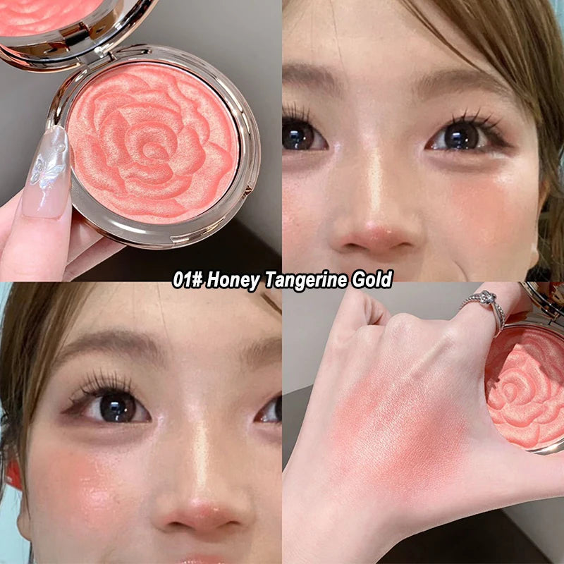 Rose Embossed Shimmer Blush Powder