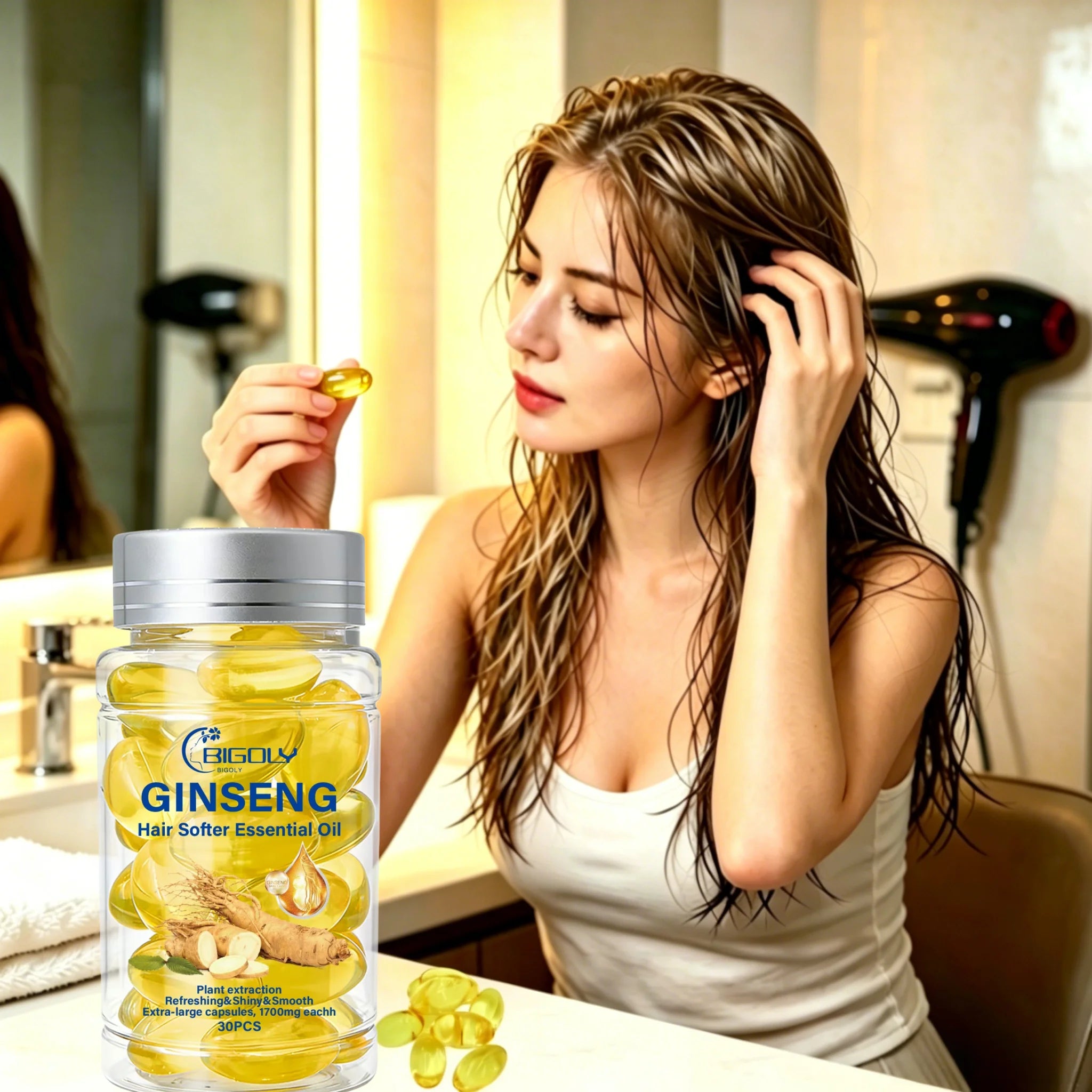 Ginseng Hair Care Serum Capsules for Smooth and Supple Hair