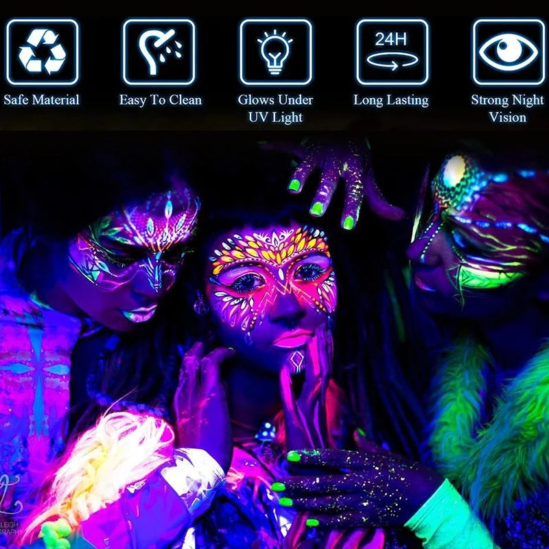 Fluorescent UV Glow Face and Body Paint Set