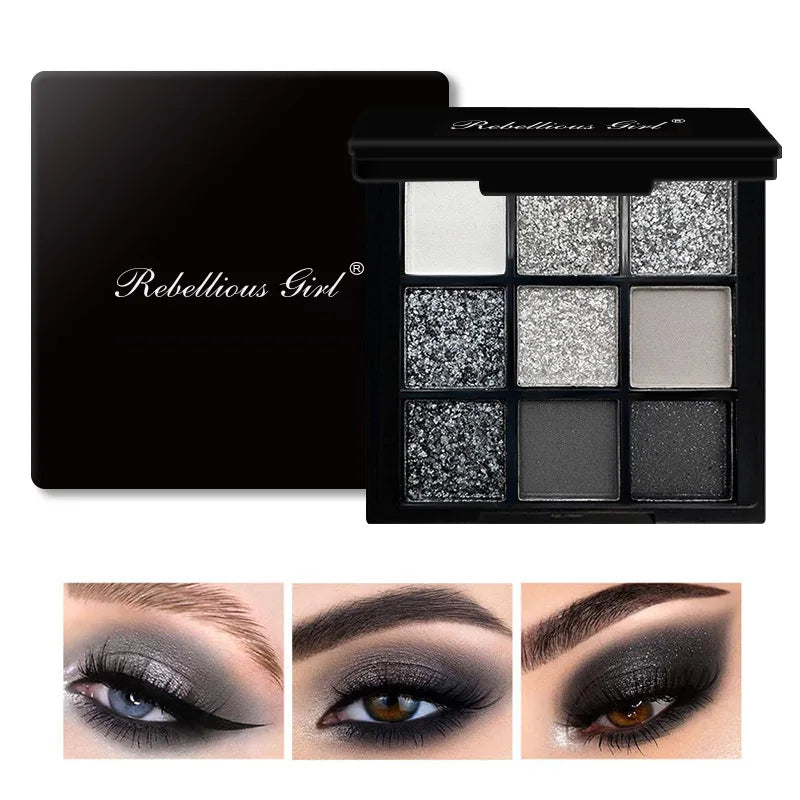 9-Color Smoky Matte and Shimmer Eyeshadow Palette - 12