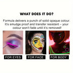 12-Color Professional UV Glow Face and Body Paint Set