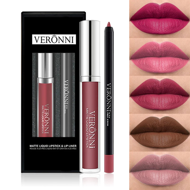 3-Piece Waterproof Matte Lip Makeup Set