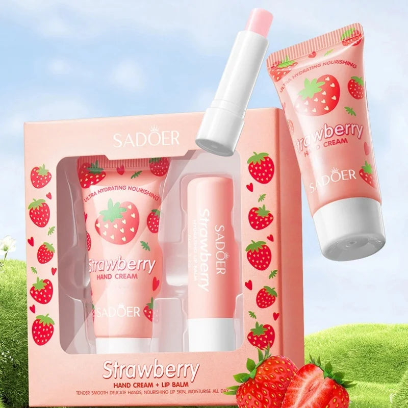 Strawberry Nourishing Hand Cream and Lip Balm Duo Set - 2