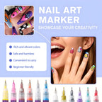 12-Piece Waterproof Nail Art Graffiti Marker Pens for DIY Designs