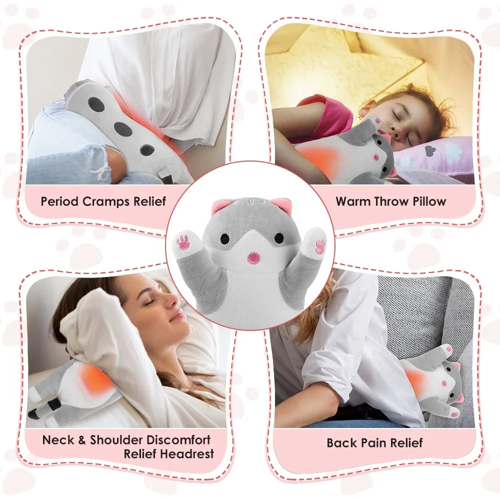 USB Heated Cat Plush Pillow for Hand Warming and Relaxation - 6