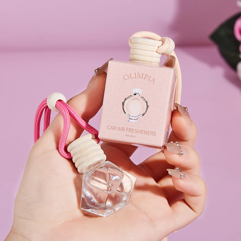 Pink Hanging Car Air Freshener Perfume Bottle