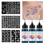 Temporary Tattoo Ink Kit with Stencils for DIY Body Art