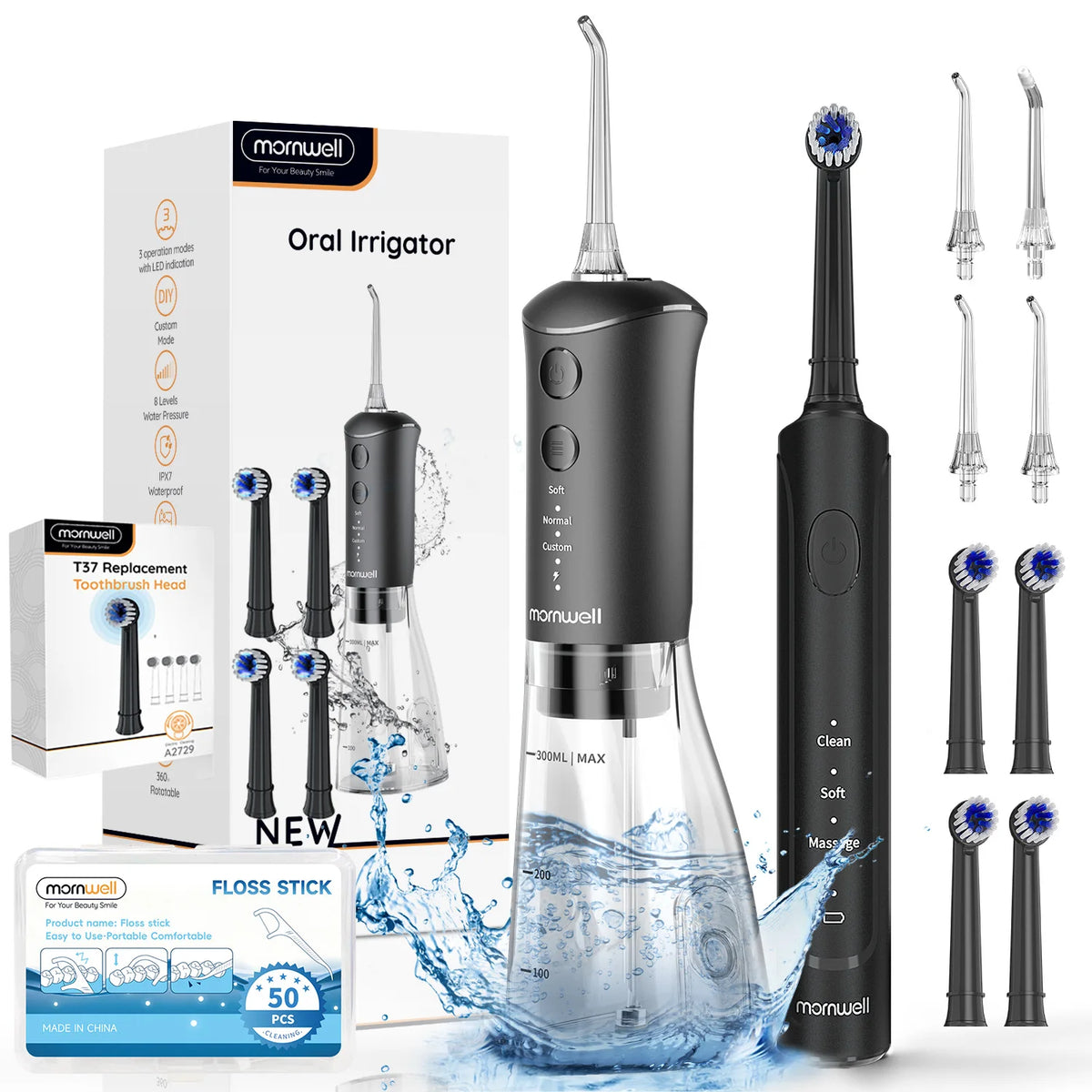 Professional Electric Toothbrush and Water Flosser Oral Care Kit