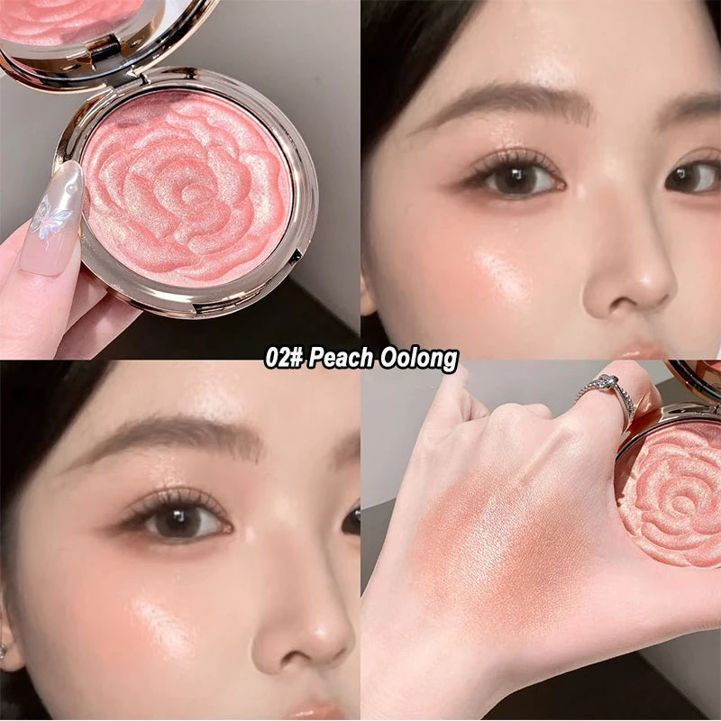 Rose Embossed Shimmer Blush Powder