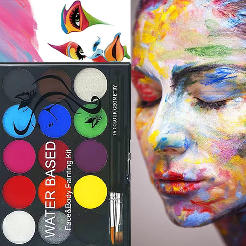15-Color Professional Face and Body Painting Kit