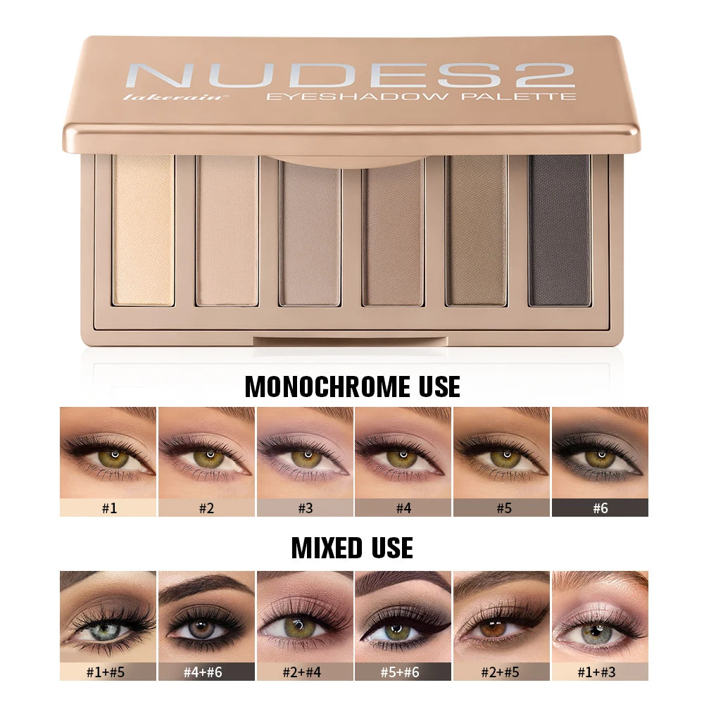 6-Color Matte Eyeshadow Palette for Neutral Nude Makeup Looks