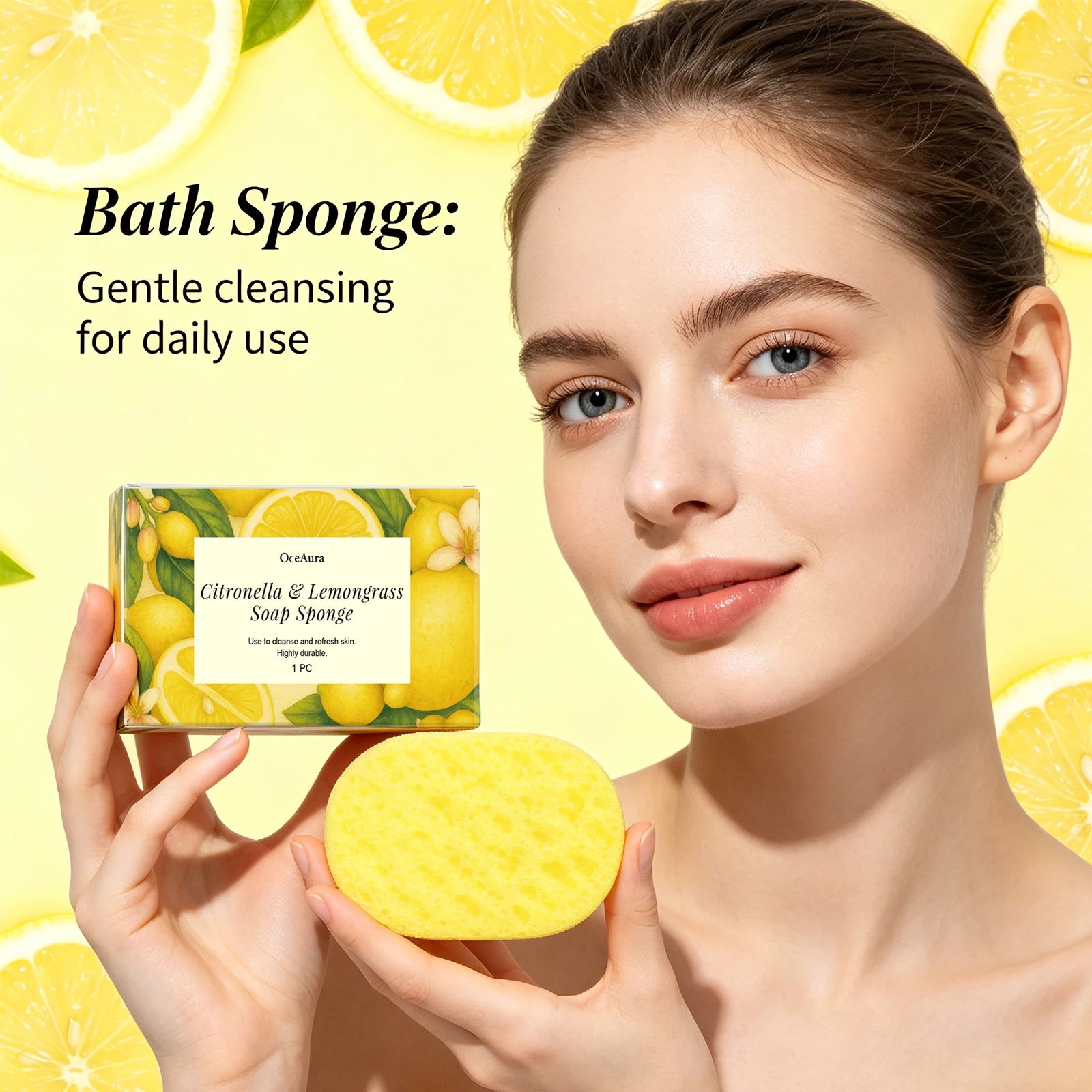 Exfoliating Lemongrass Bath Sponge for Deep Skin Cleansing - 5