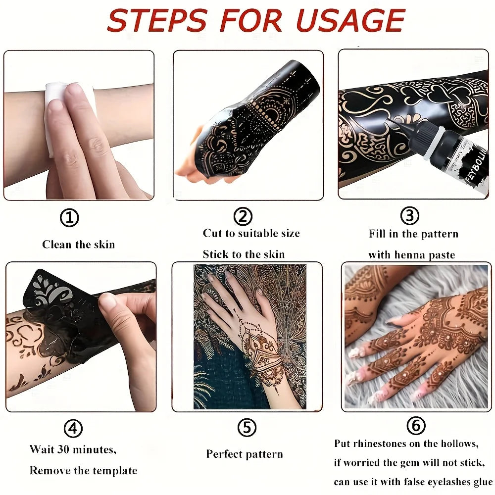 Temporary Black Henna Tattoo Gel for Festivals and Body Art