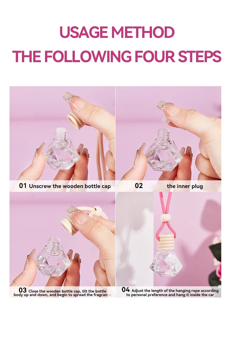 Pink Hanging Car Air Freshener Perfume Bottle