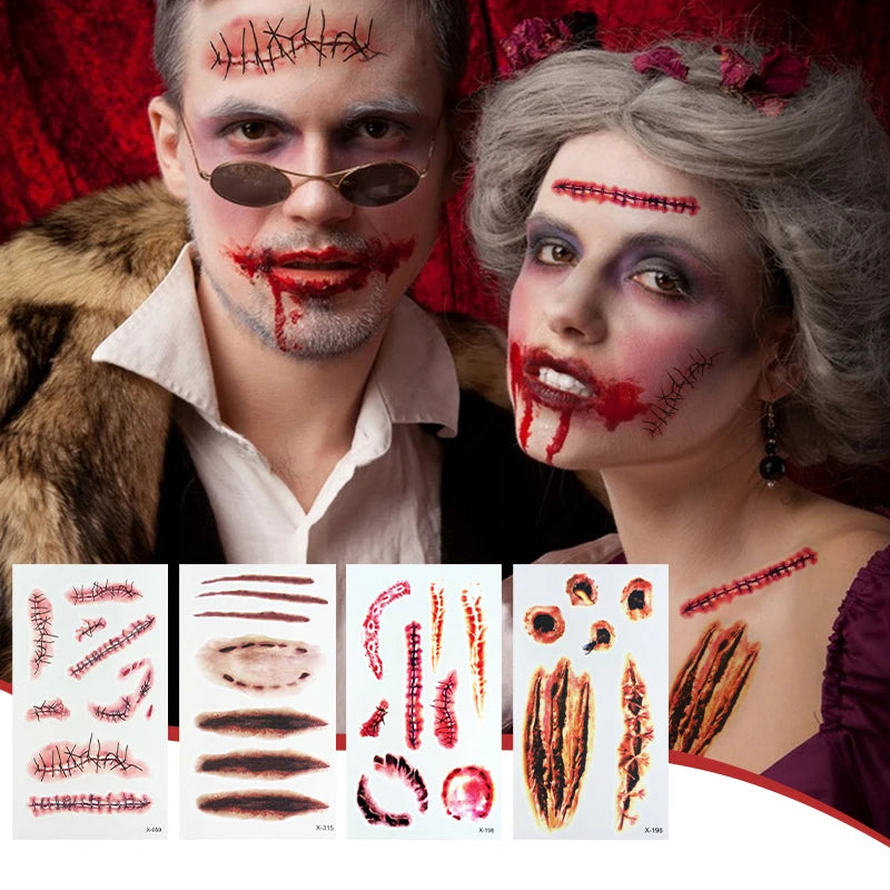 Realistic 3D Scar Tattoos for Halloween Costumes and Cosplay