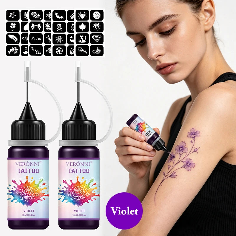 Temporary Henna Body Art Tattoo Juice Kit with Stencils
