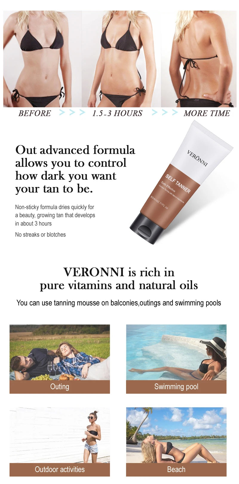 Sunless Self-Tanning Body Bronzing Cream