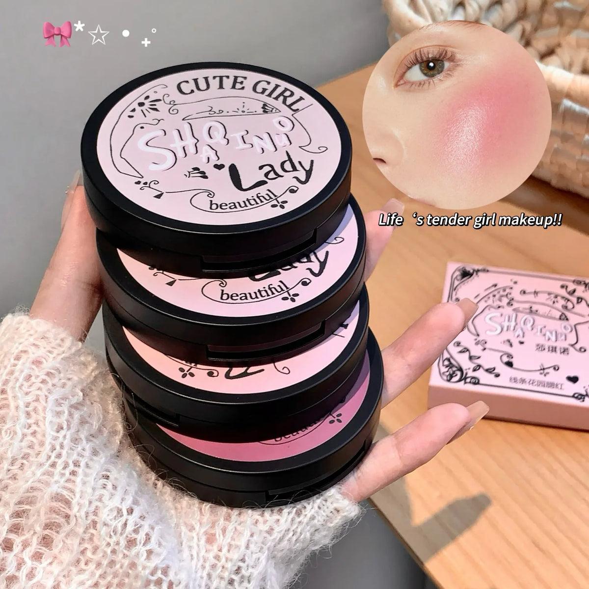 Triple-Tone Gradient Matte Highlighter and Blush Palette