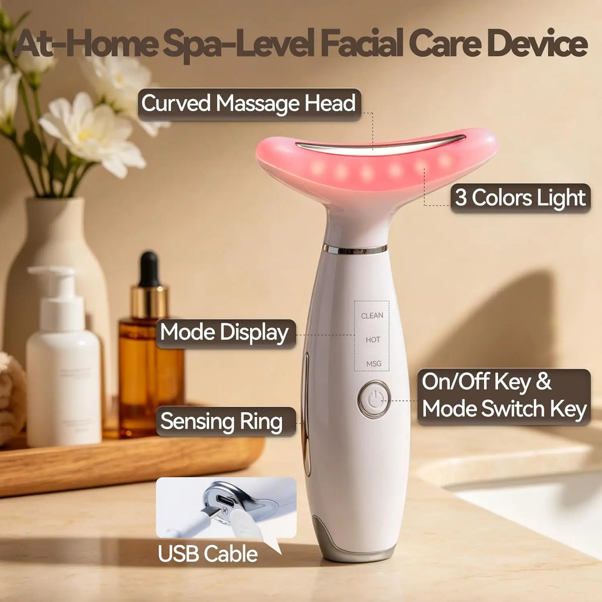 3-in-1 LED Light Therapy Facial Sculpting and Lifting Massager