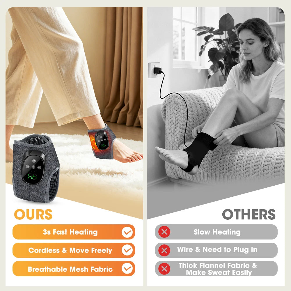 Heated Cordless Ankle Massage Wrap for Pain Relief