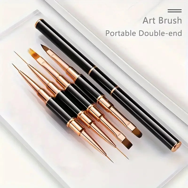 Dual-End Nail Art Liner Brush Set for Precise DIY Manicures - 8