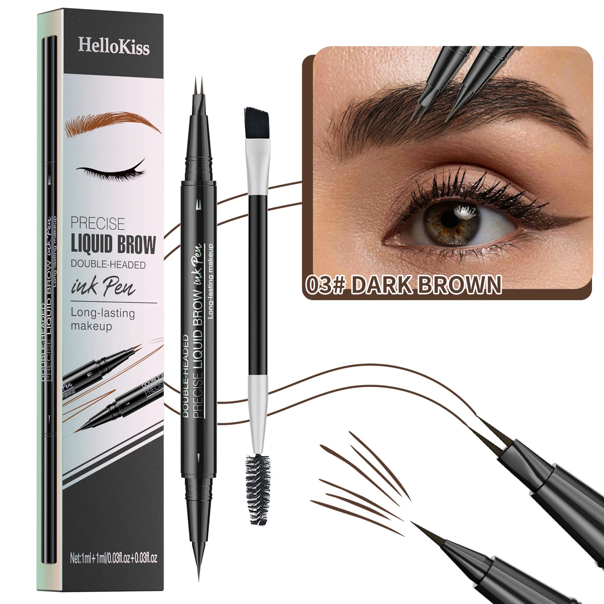 Double-Ended Waterproof Liquid Eyebrow Pen