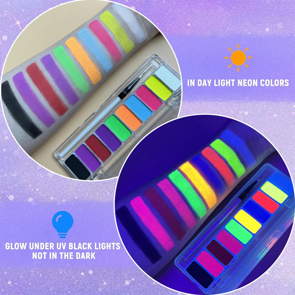 10-Color UV Glow Face and Body Paint Palette - 3
