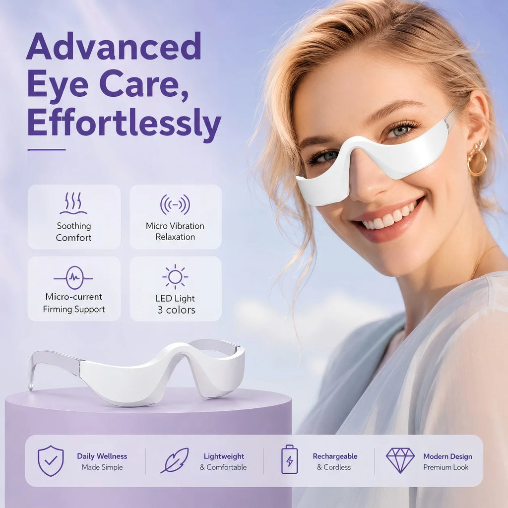 LED Red Light Therapy Eye Massager for Puffiness and Dark Circles