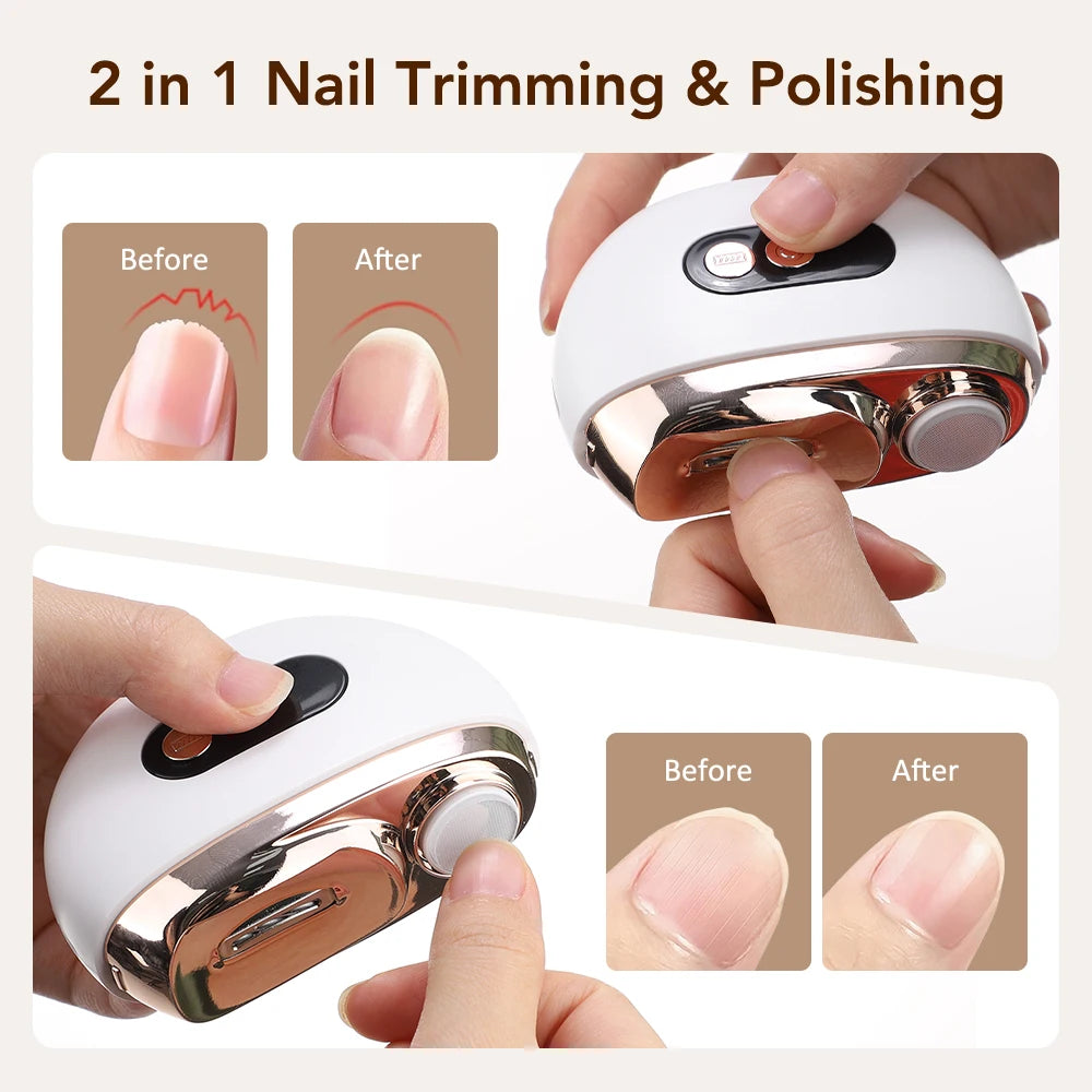 Electric Nail Trimmer and Polisher with LED Light