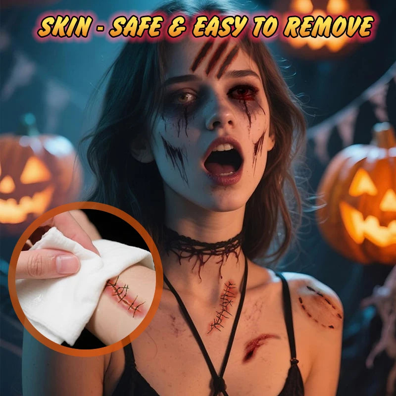 Realistic 3D Scar Tattoos for Halloween Costumes and Cosplay