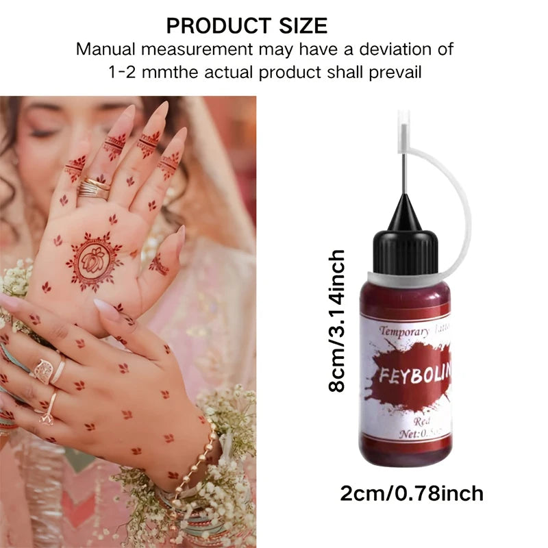 Long-Lasting Red Henna Temporary Tattoo Gel for Body Art - 3