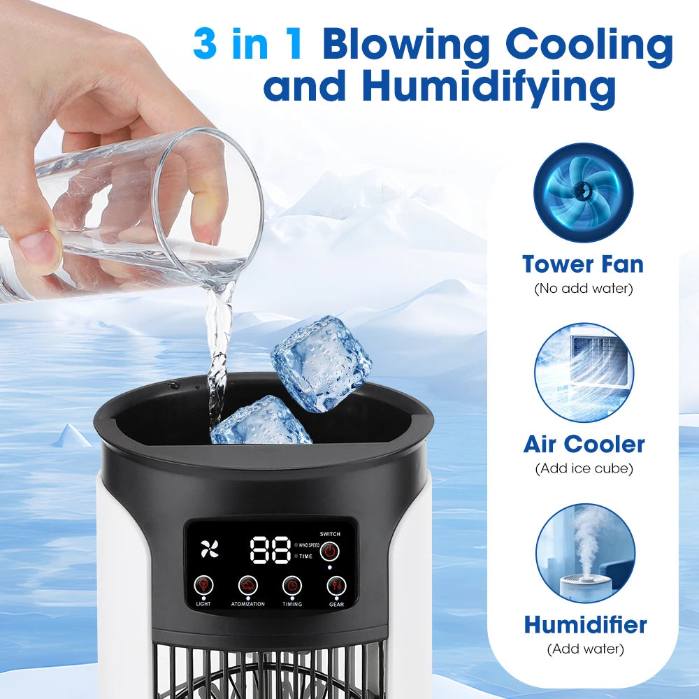 Portable Desktop Air Cooling Fan with Misting and LED Light