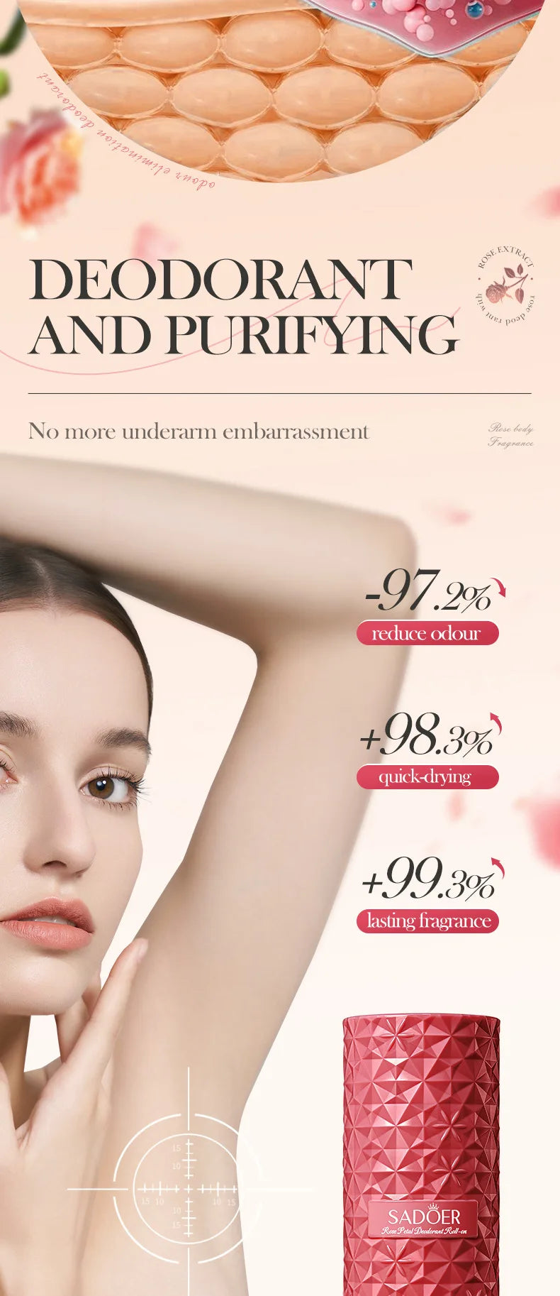 Refreshing Underarm Deodorant Roll-On for Long-Lasting Freshness