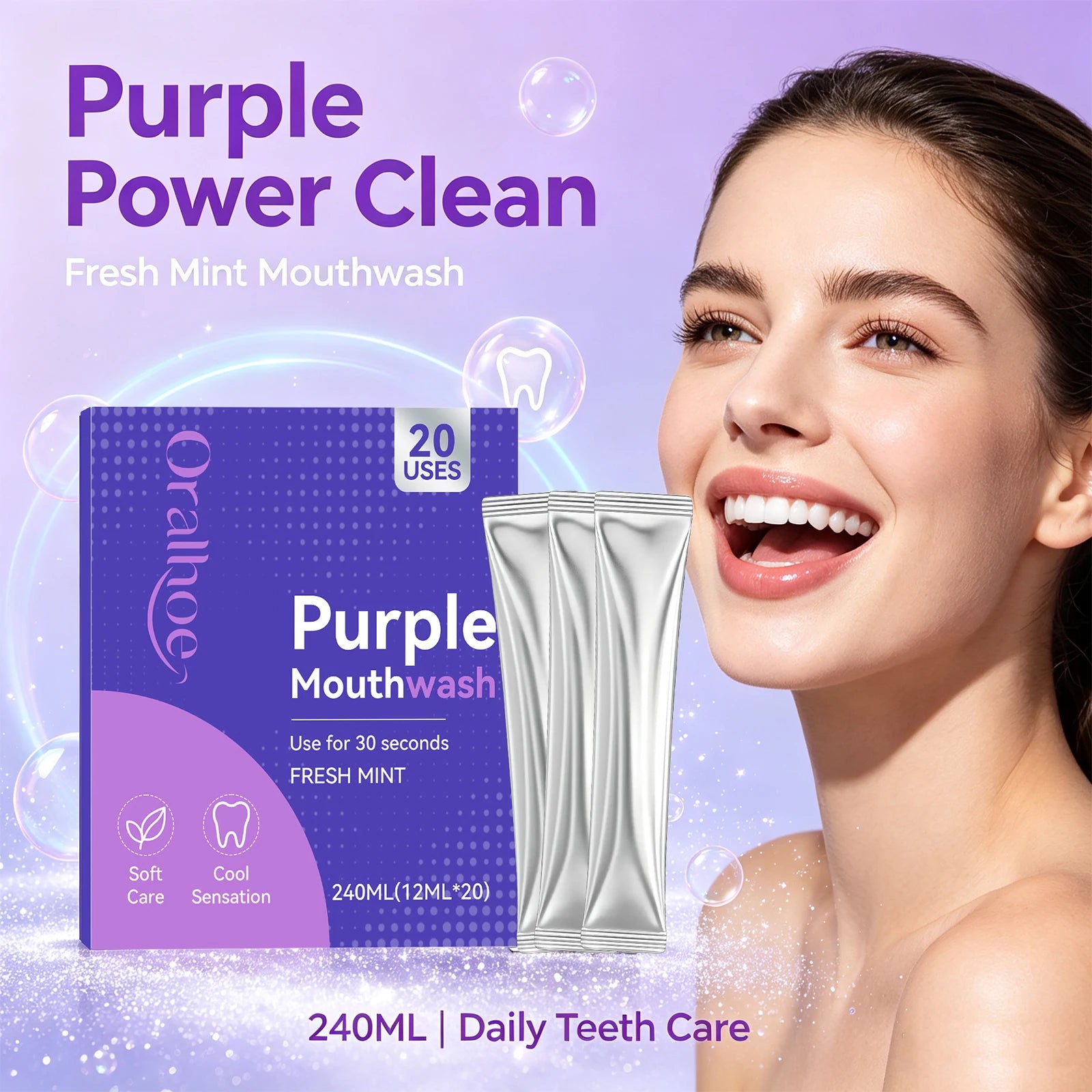 Portable Travel Mouthwash Sachets for Fresh Breath - 5