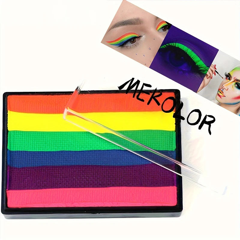 UV Glow Rainbow Face and Body Paint Palette