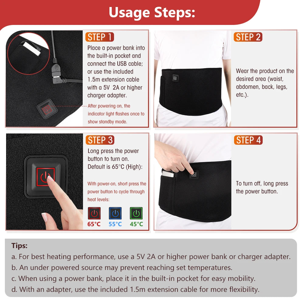 Red Light Therapy Heating Belt for Pain Relief