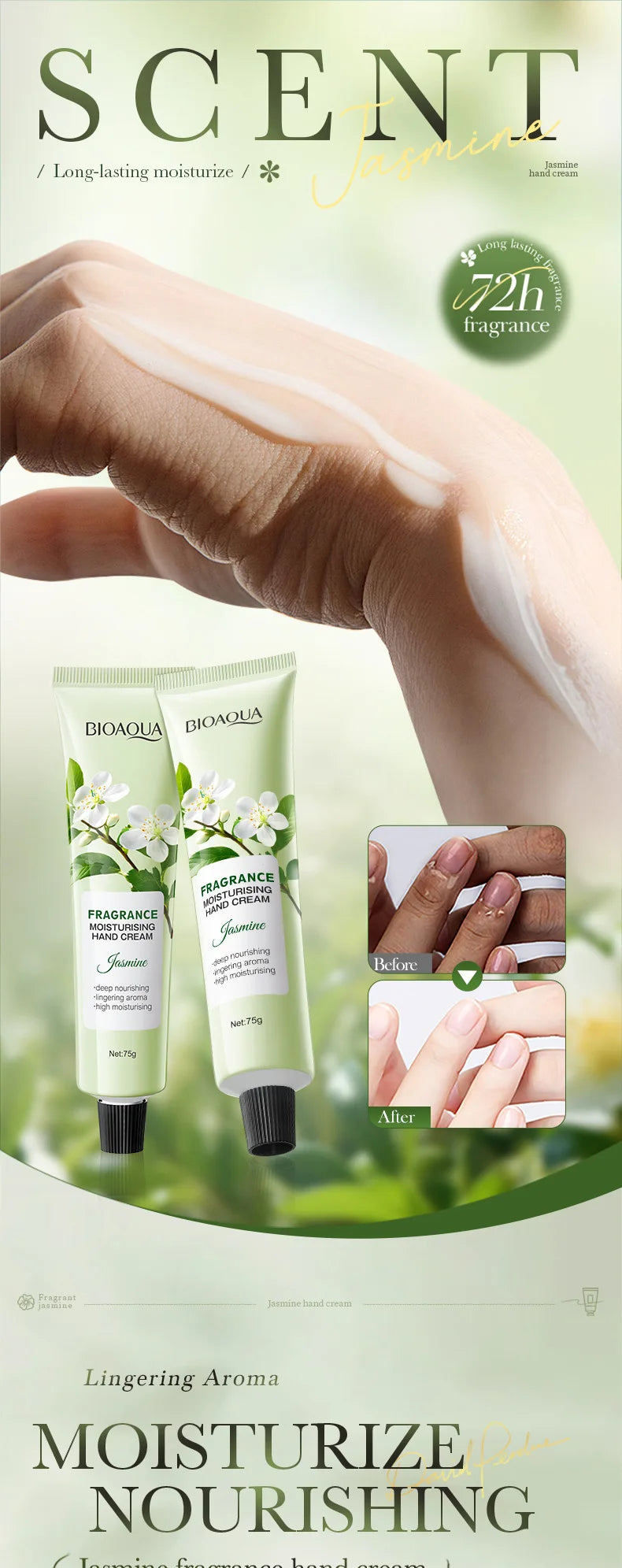 Jasmine Nourishing Hand Cream for Dry Skin - 7