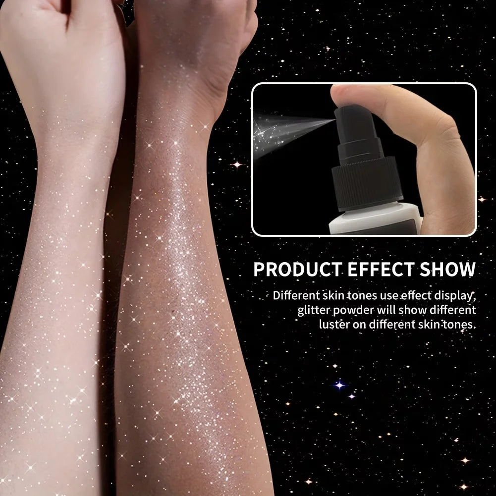 Shimmering High-Gloss Glitter Spray for Body, Hair, and Clothes
