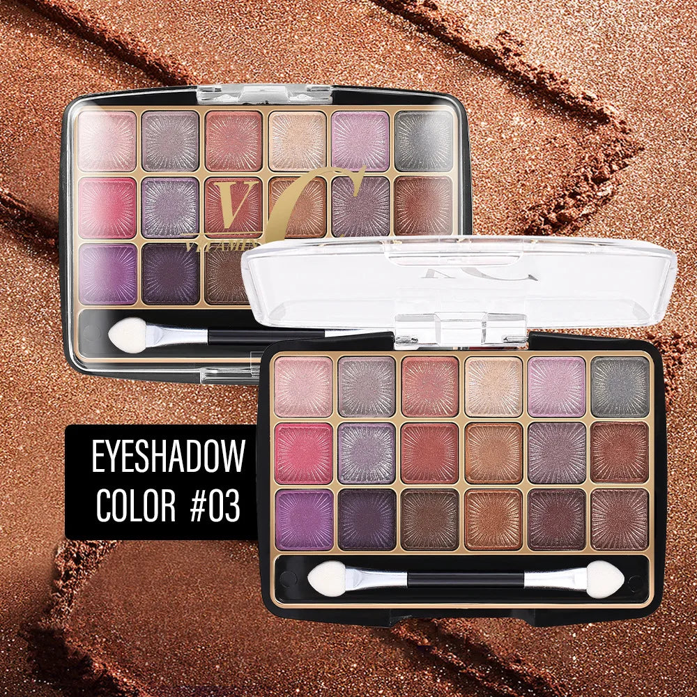 18-Color Glitter and Matte Eyeshadow Makeup Palette - 15