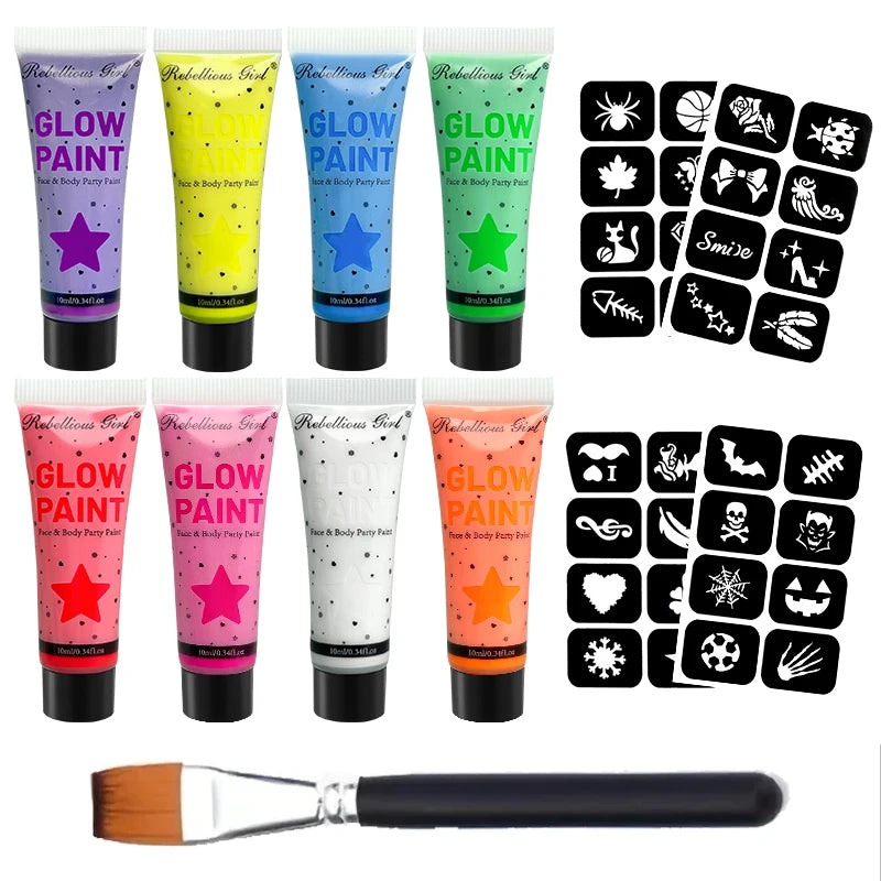 Fluorescent UV Glow Face and Body Paint Set