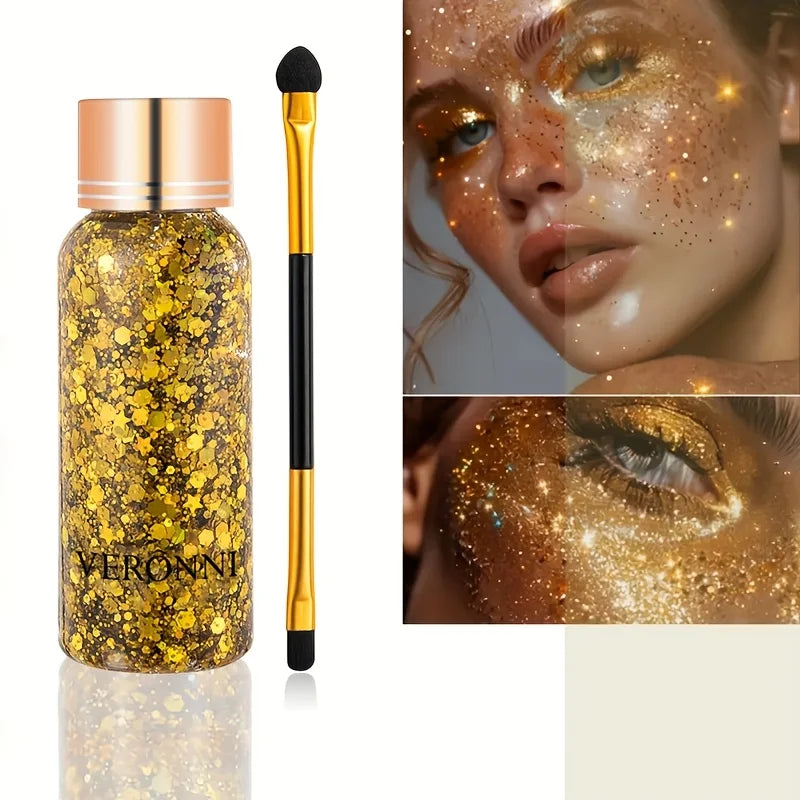 Face and Body Glitter Makeup Set with Application Brush