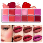 12-Color Versatile Lipstick and Blush Makeup Palette